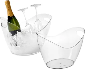 2 Pcs Ice Bucket 4 Liter Champagne Wine Bucket Clear Acrylic Beverage Tub Party Drinks Ice Tub for Wine, Champagne or Beer Bottles Bar Supplies