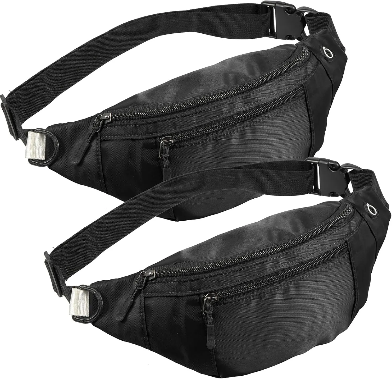 2PCS Crossbody Fanny Pack Large Capacity Waist Bag with Hidden Zipper Pockets Adjustable Strap Fanny Packs Waterproof Oxford Cloth Travel Belt Bag for Outdoor Shopping Travel Men Women,Black