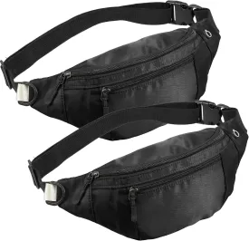 2PCS Crossbody Fanny Pack Large Capacity Waist Bag with Hidden Zipper Pockets Adjustable Strap Fanny Packs Waterproof Oxford Cloth Travel Belt Bag for Outdoor Shopping Travel Men Women,Black