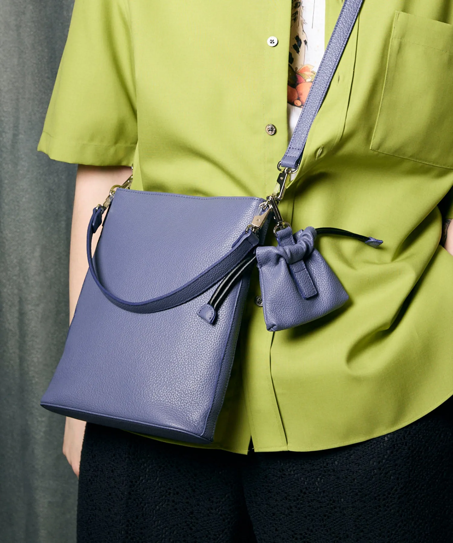 Chic 2WAY Mini Leather Shoulder Bag with Elegant Drawstring Charm