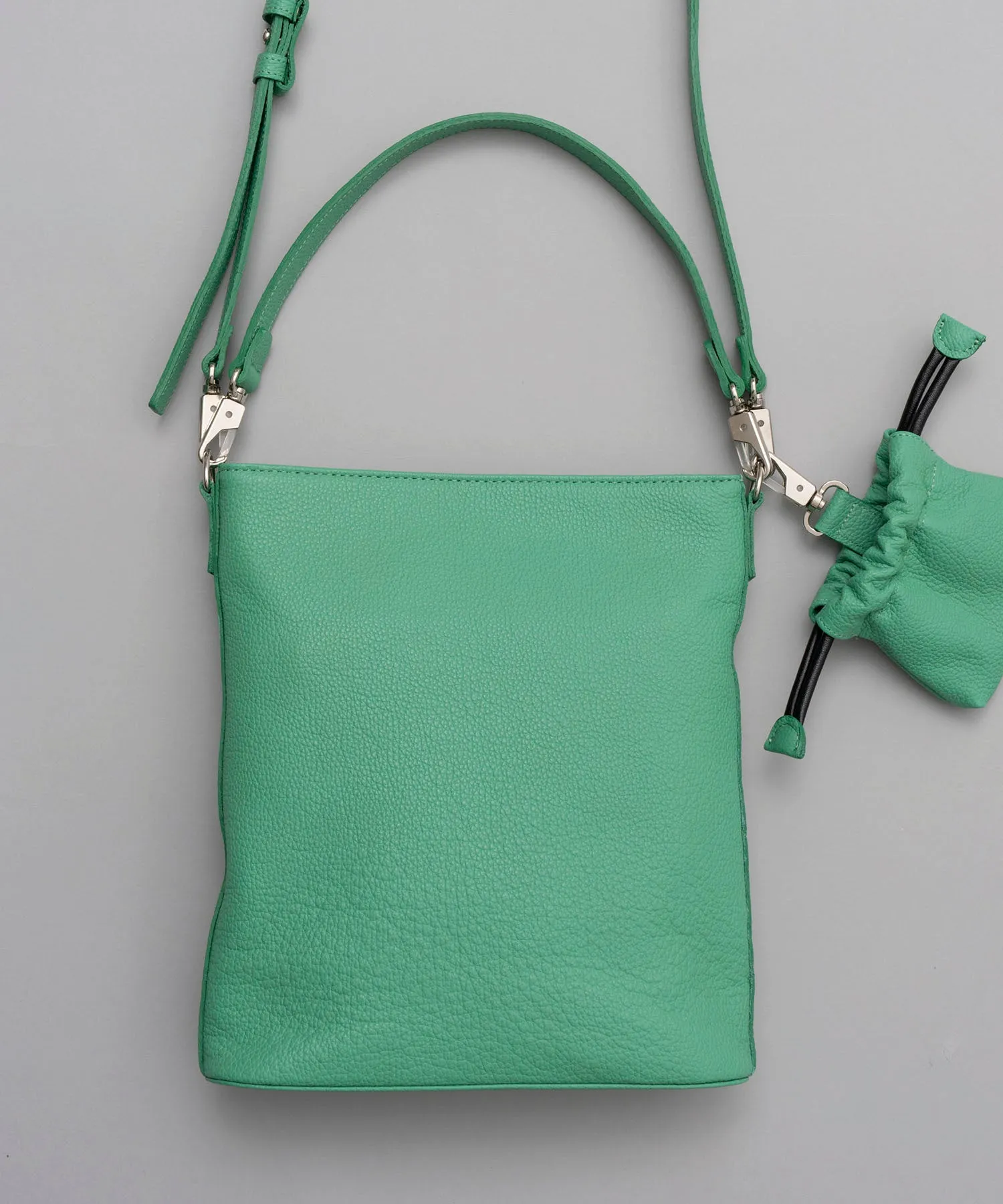 Chic 2WAY Mini Leather Shoulder Bag with Elegant Drawstring Charm