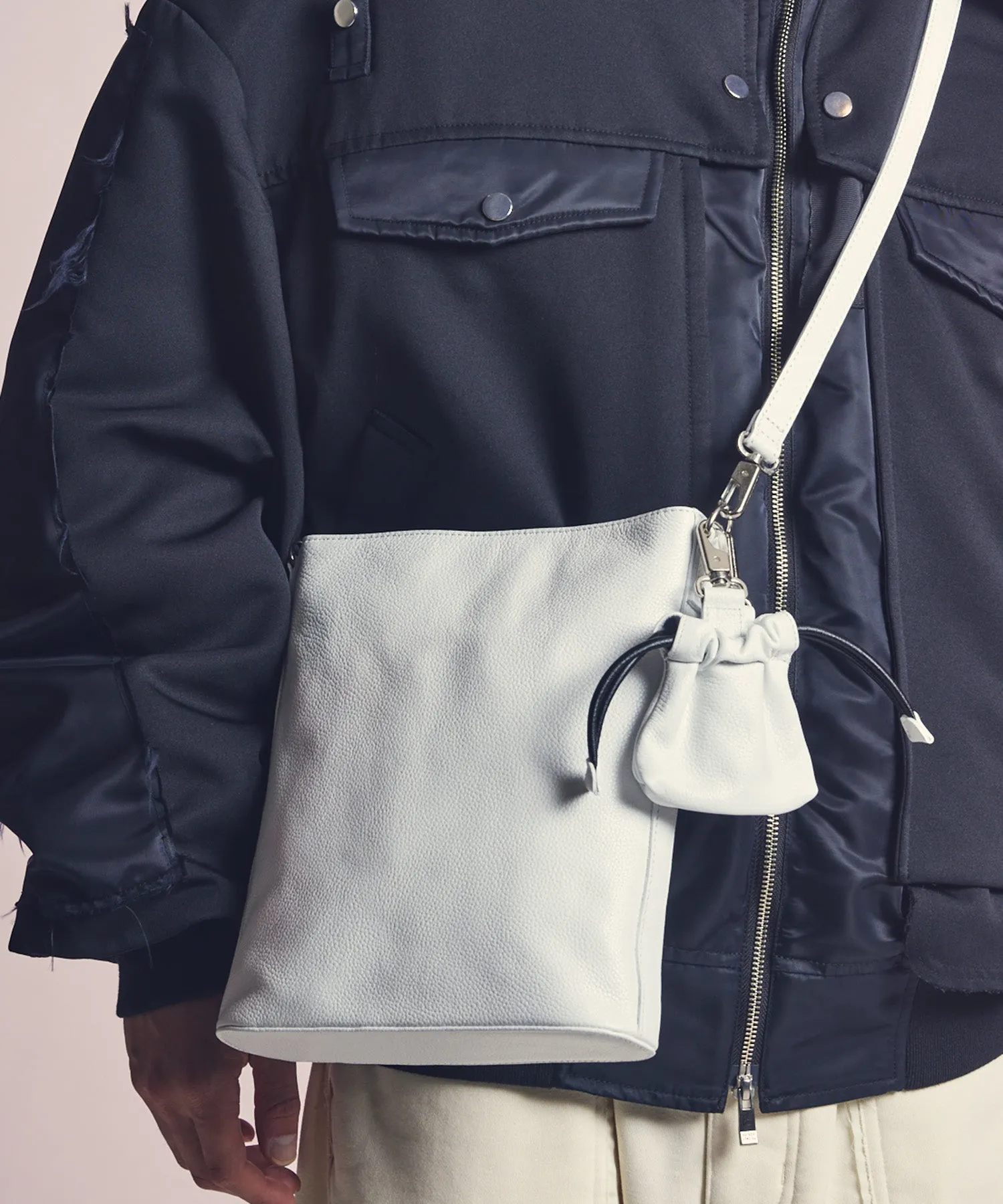 Chic 2WAY Mini Leather Shoulder Bag with Elegant Drawstring Charm
