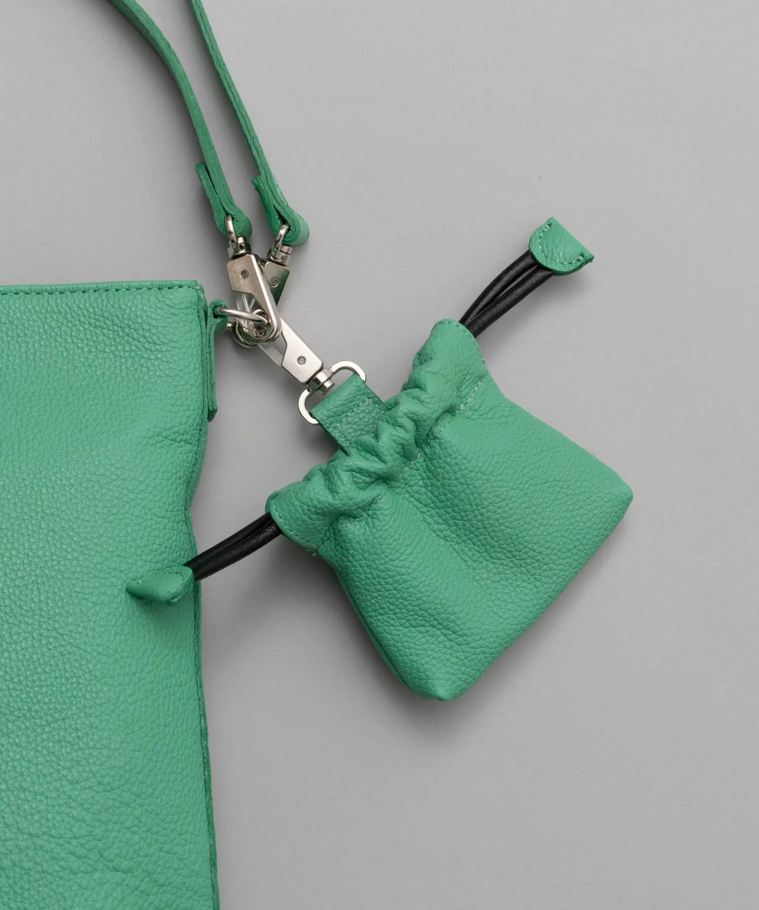 Chic 2WAY Mini Leather Shoulder Bag with Elegant Drawstring Charm
