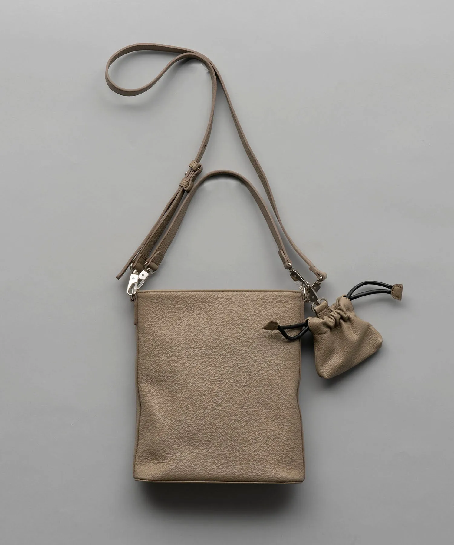 Chic 2WAY Mini Leather Shoulder Bag with Elegant Drawstring Charm