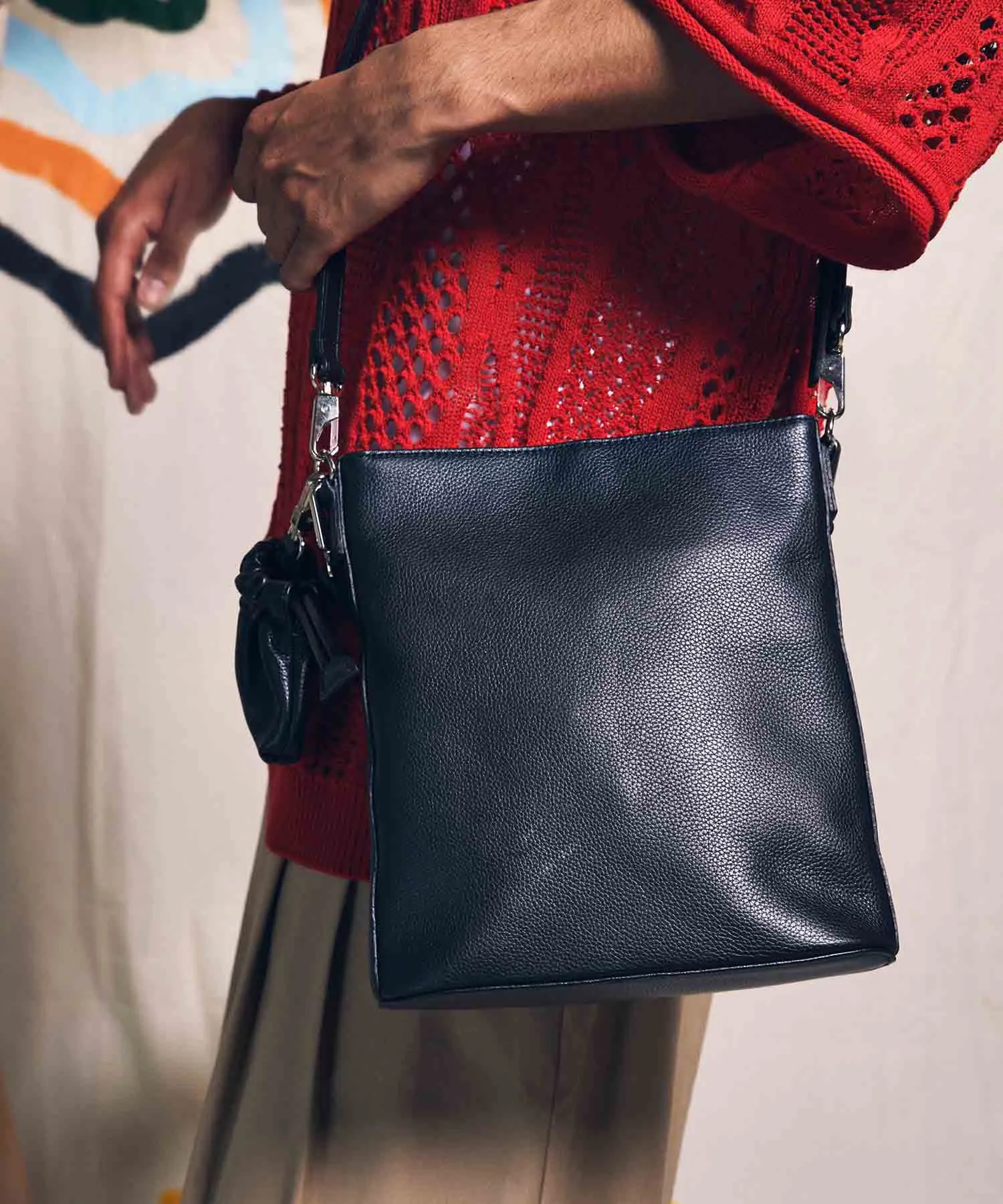 Chic 2WAY Mini Leather Shoulder Bag with Elegant Drawstring Charm