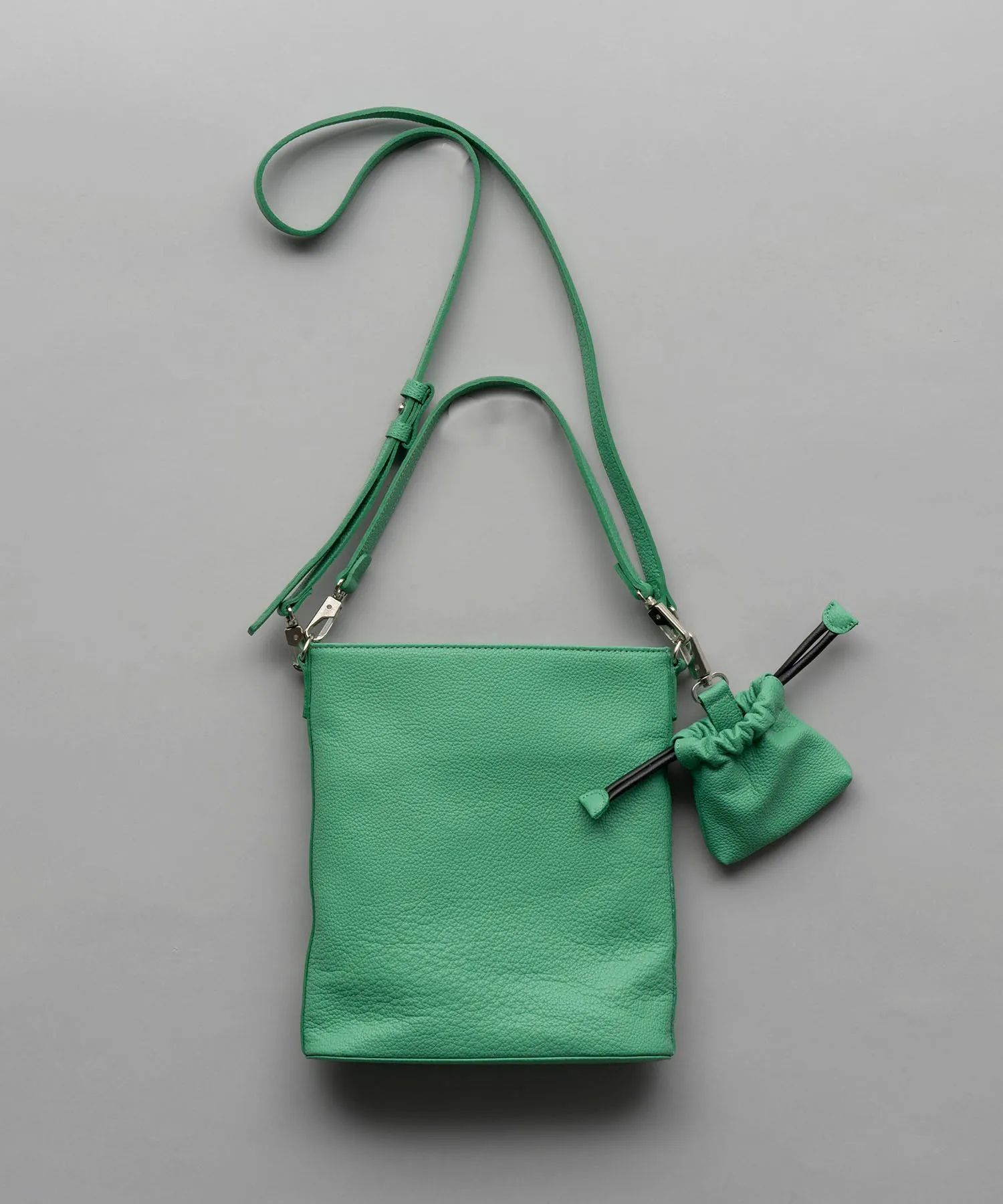 Chic 2WAY Mini Leather Shoulder Bag with Elegant Drawstring Charm