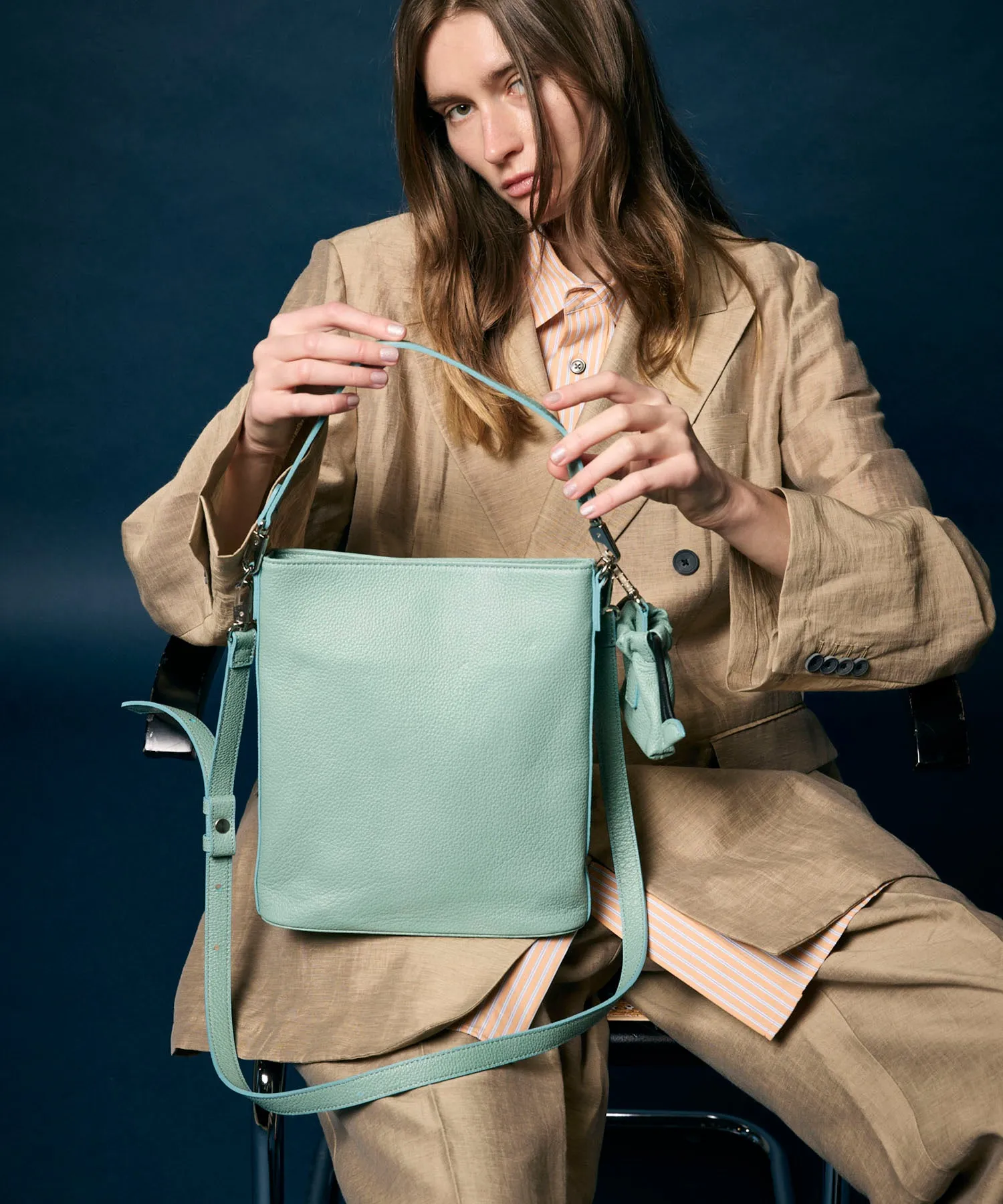 Chic 2WAY Mini Leather Shoulder Bag with Elegant Drawstring Charm