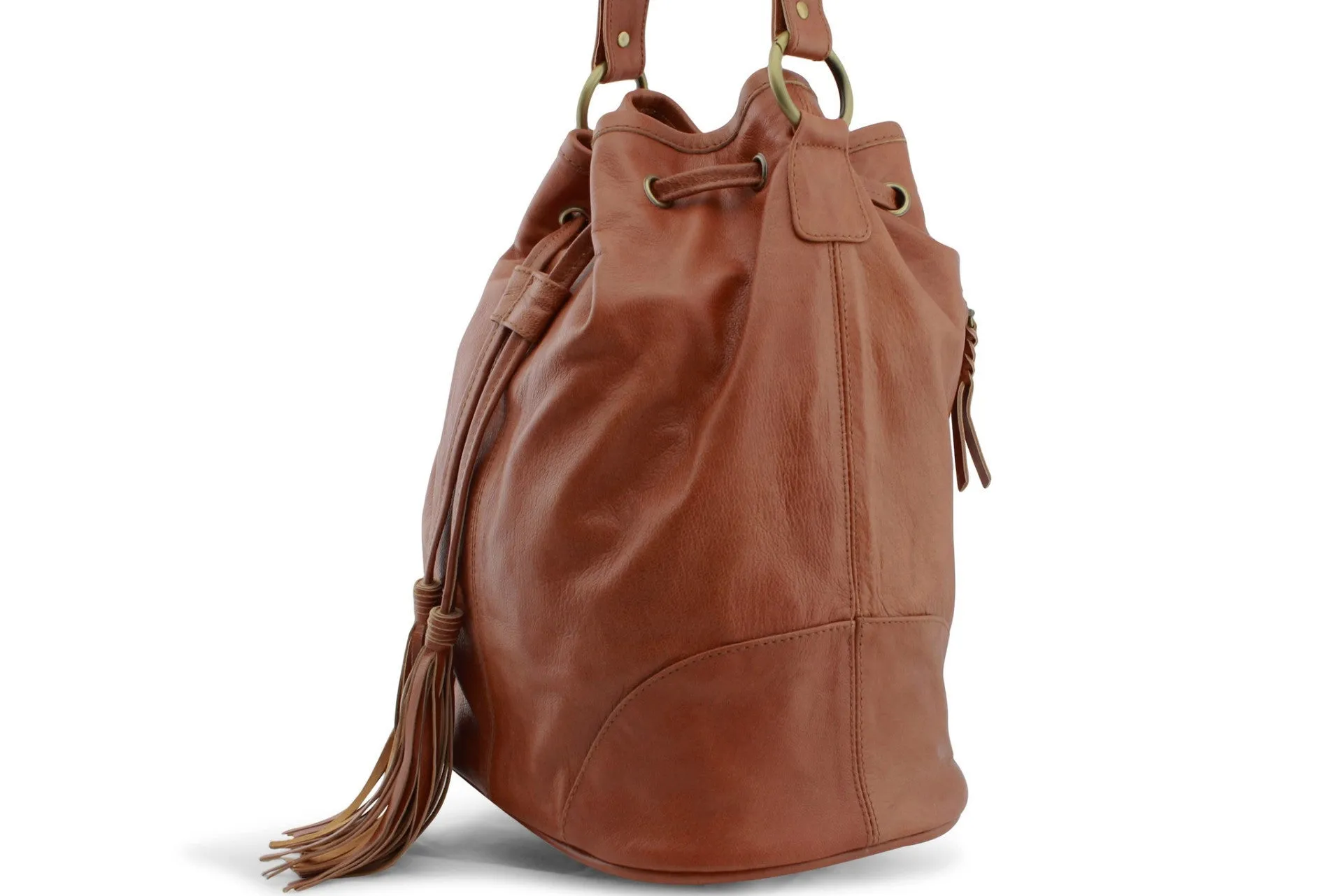 ALINE LEATHER HANDBAG IN MOCCA