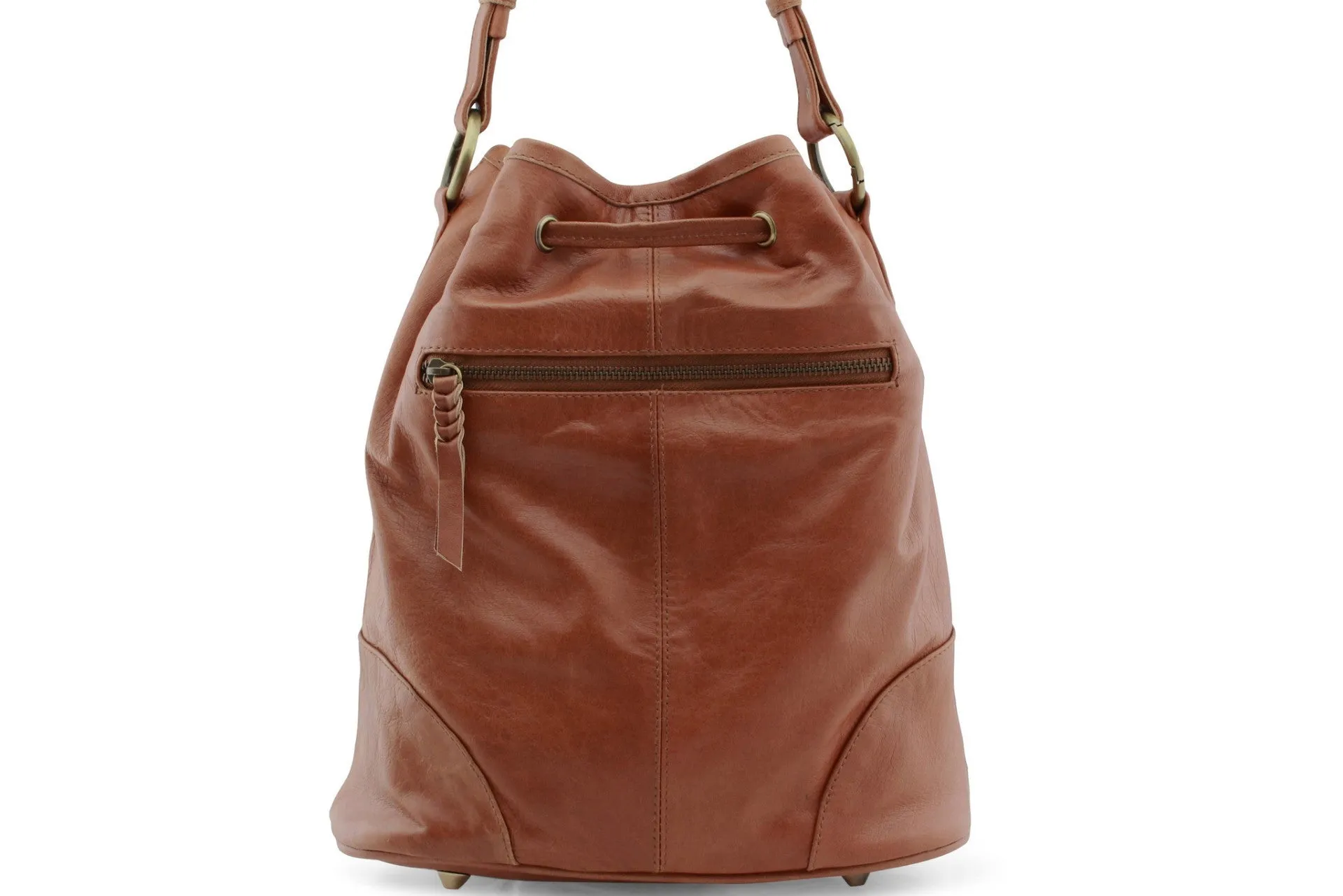 ALINE LEATHER HANDBAG IN MOCCA