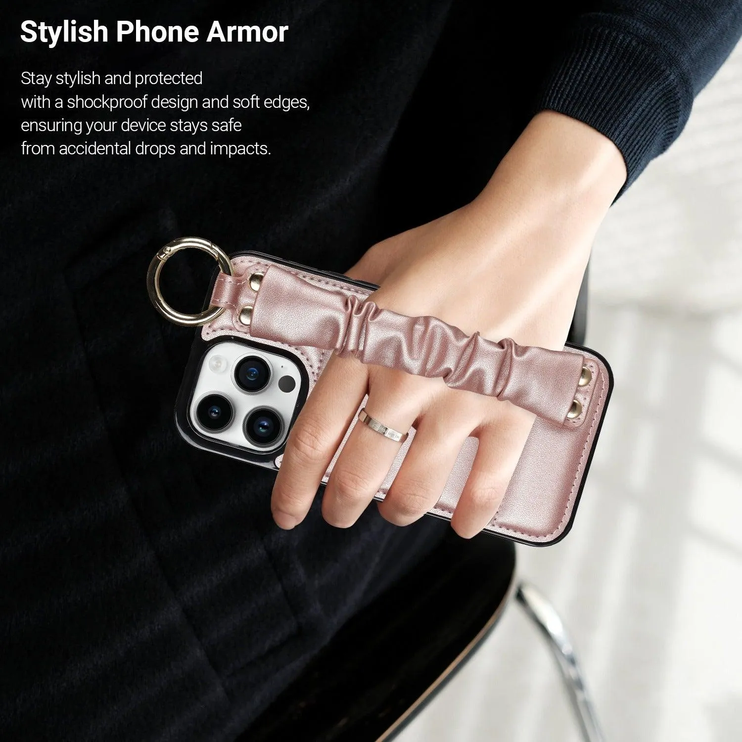 Luxury Alterna Leather iPhone Case with Detachable Wristband