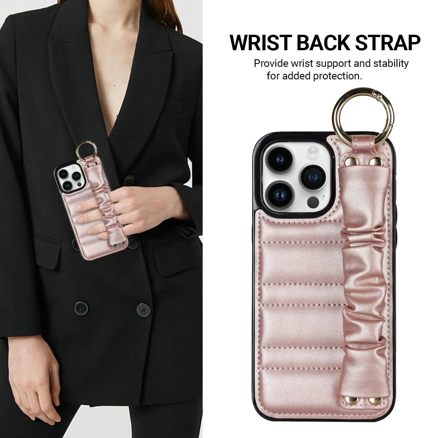 Luxury Alterna Leather iPhone Case with Detachable Wristband