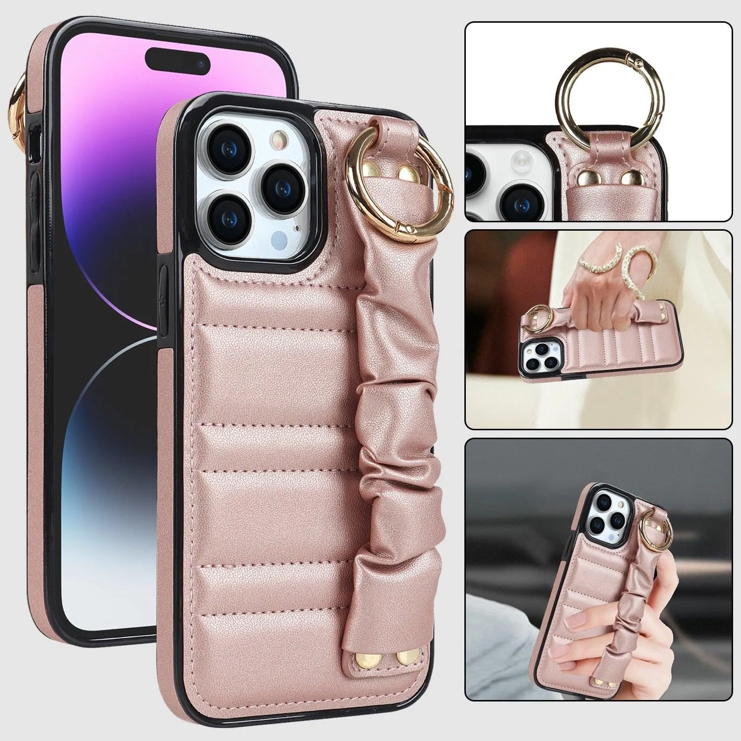 Luxury Alterna Leather iPhone Case with Detachable Wristband