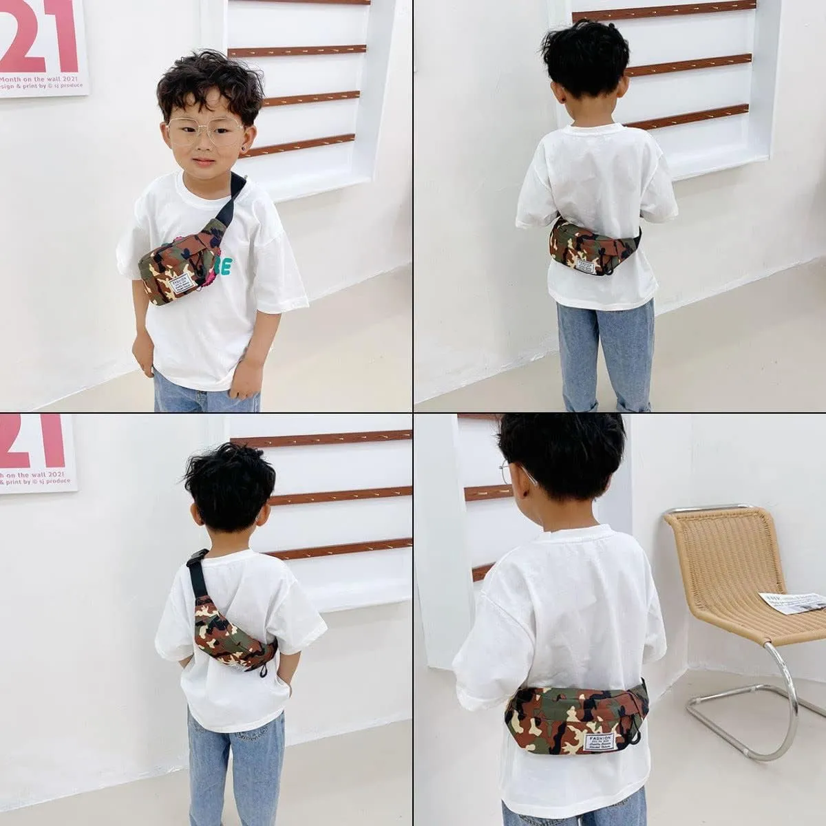 ANKOMINA Little Boys Fanny Pack Kids Small Camouflage Waist Pack Belt Bag Pack Pouch with Adjustable Strap for Toddler Children Sport,Running,Hiking,Camping