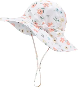Baby Girl Sun Hat Summer Beach Hats with UPF 50  Toddler Infant with Wide Brim Strap Outdoor Bucket Hat