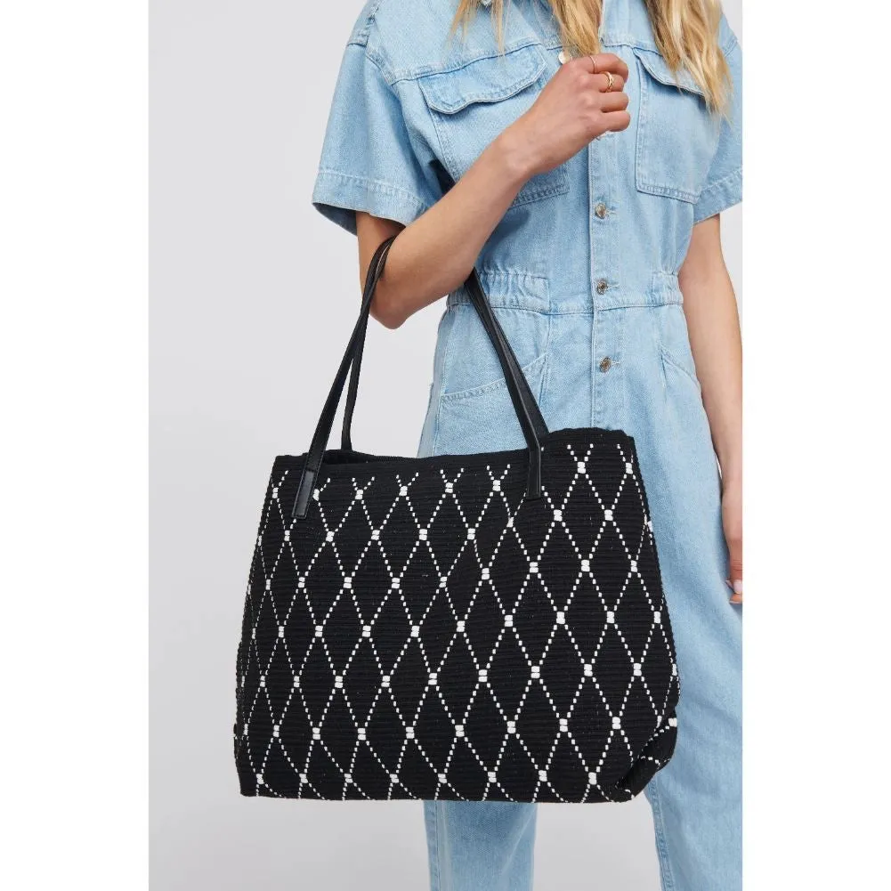 Black and White Woven Tote