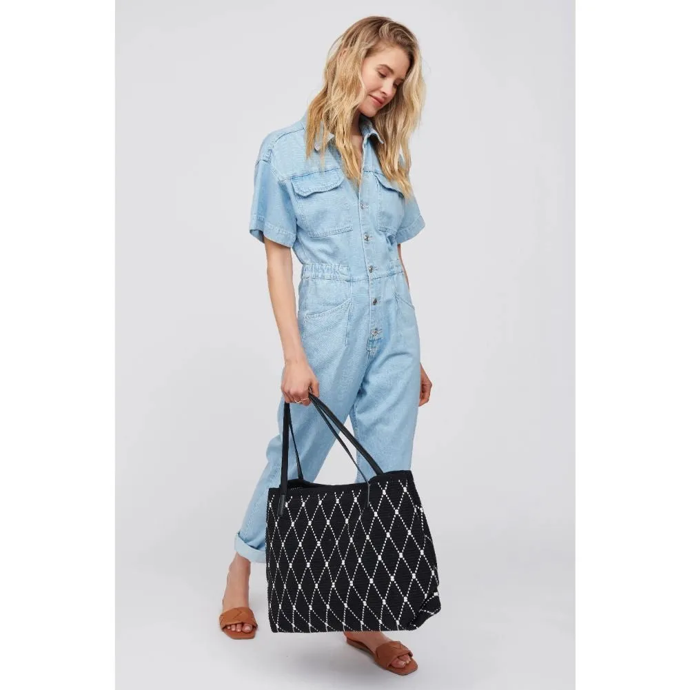 Black and White Woven Tote