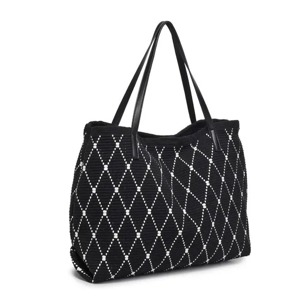 Black and White Woven Tote