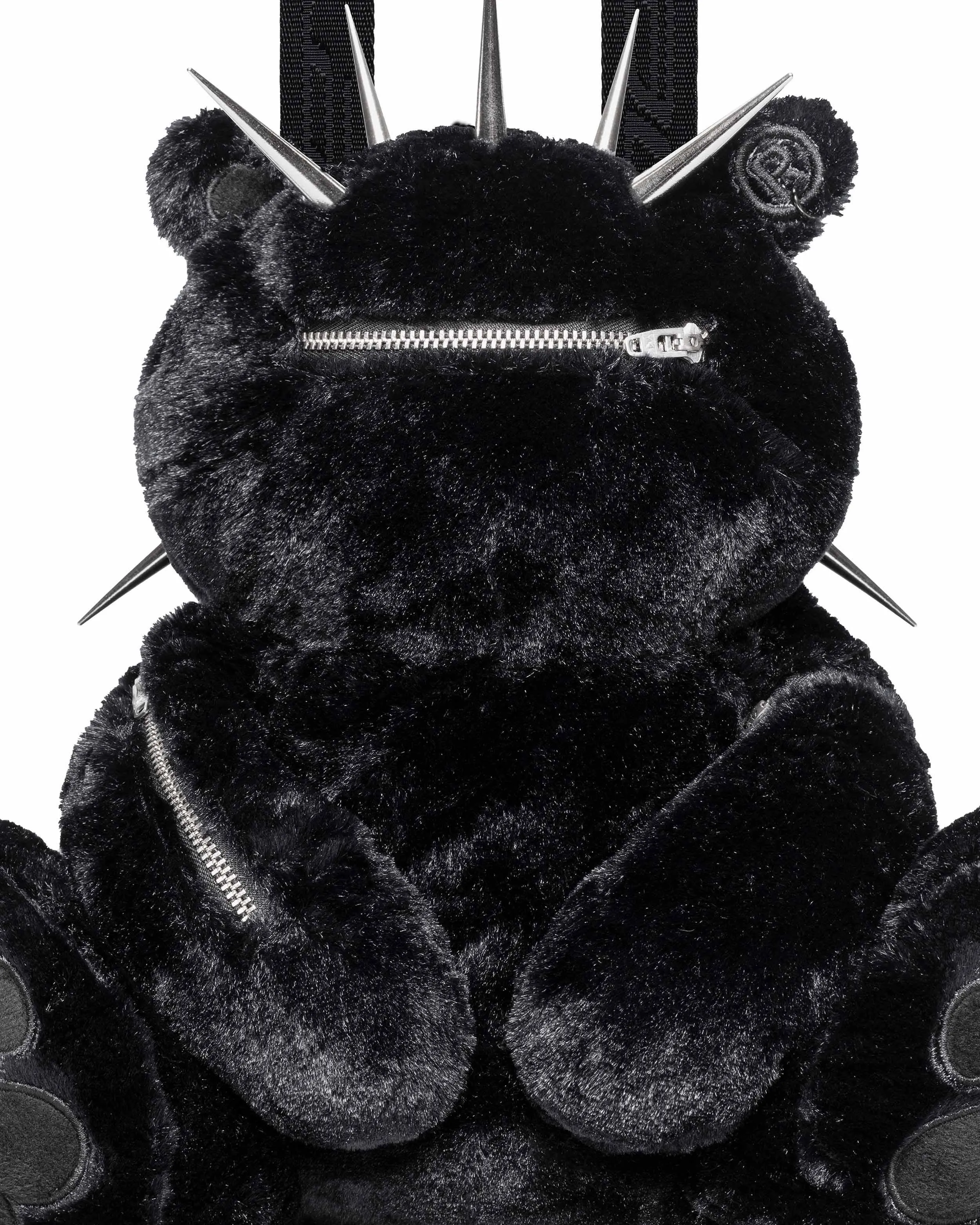 Black Plush Racing Bear Backpack with Adjustable Straps