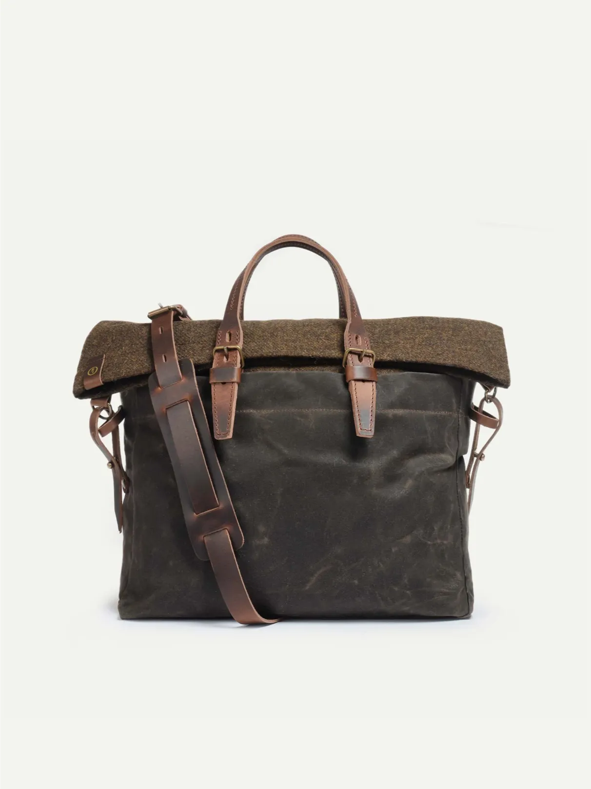 Bleu De Chauffe, Remix Business Bag, Khaki Wax/ Tweed