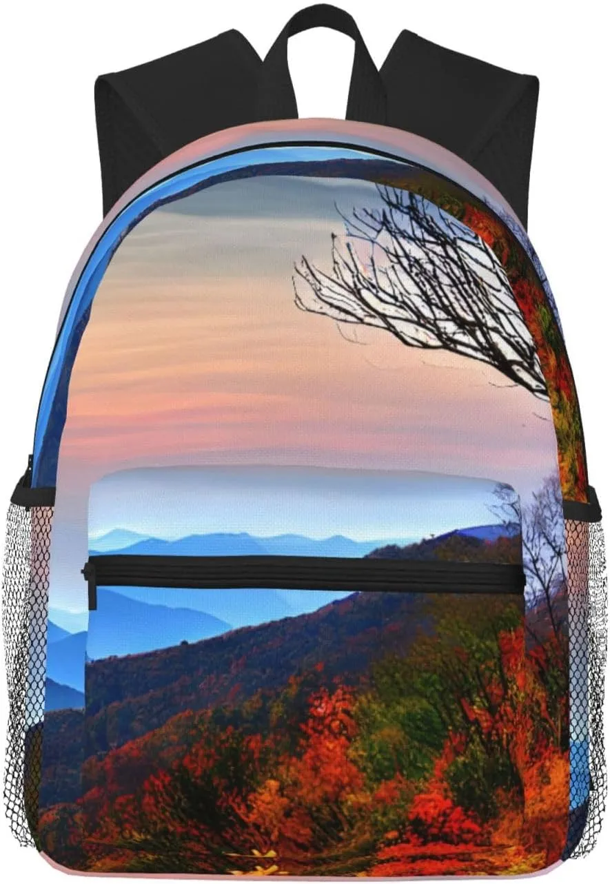 Blue Ridge Mountains College Backpacks,Backpacks With Pockets, Lightweight Bookbag For College for Women Men