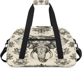 Boho Elephant Gym Bag for Women Men, Sports Travel Duffel Bag Lightweight Workout Bag Carry On Overnight Weekender Bag