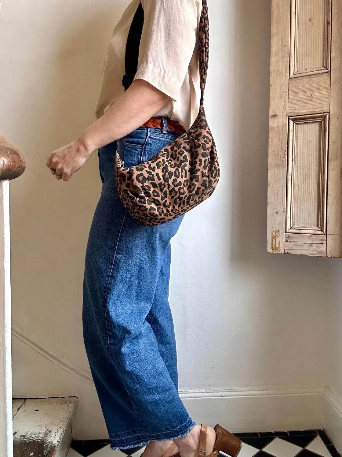 Brixton cross body sling bag - leopard print brown - small