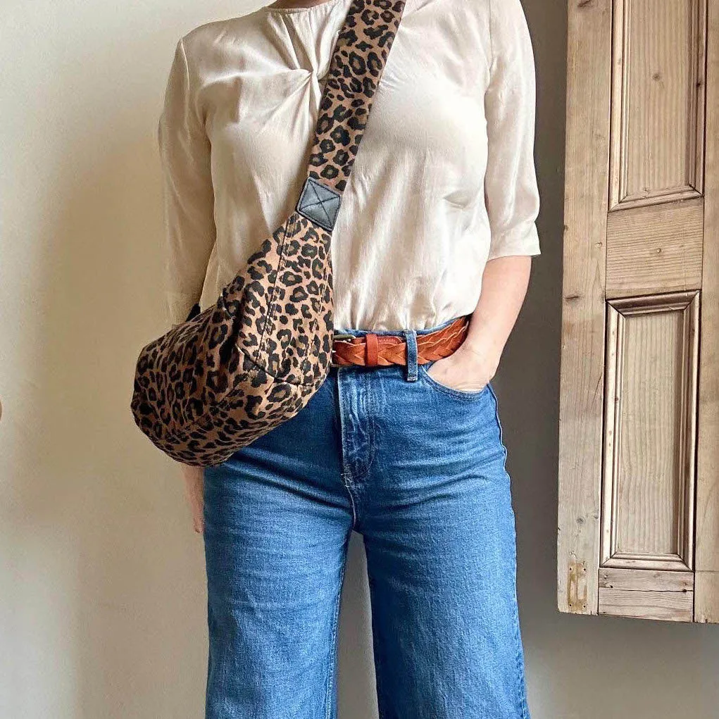 Brixton cross body sling bag - leopard print brown - small