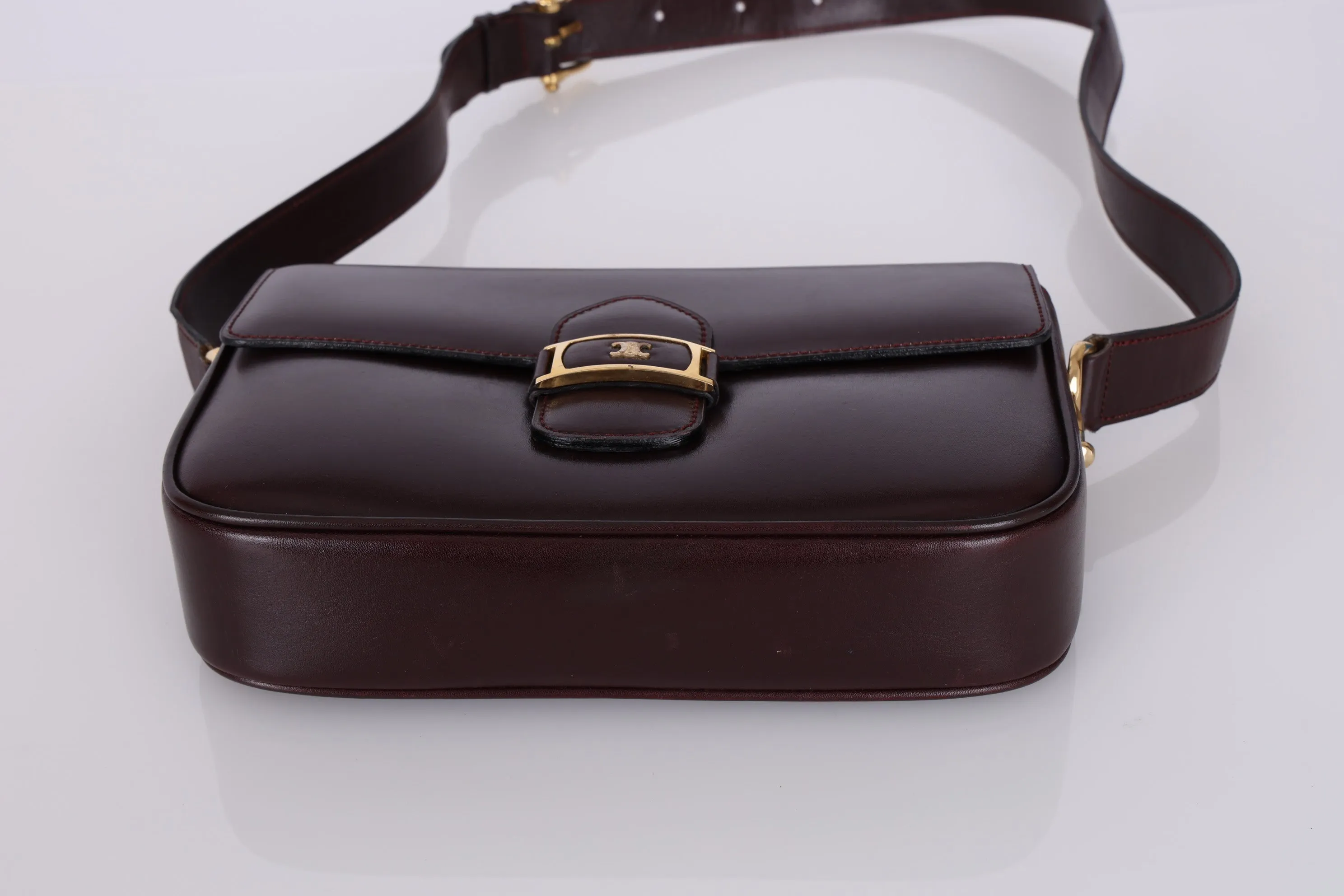 Celine Bordeaux Boxcalf Triomphe Shoulder Bag