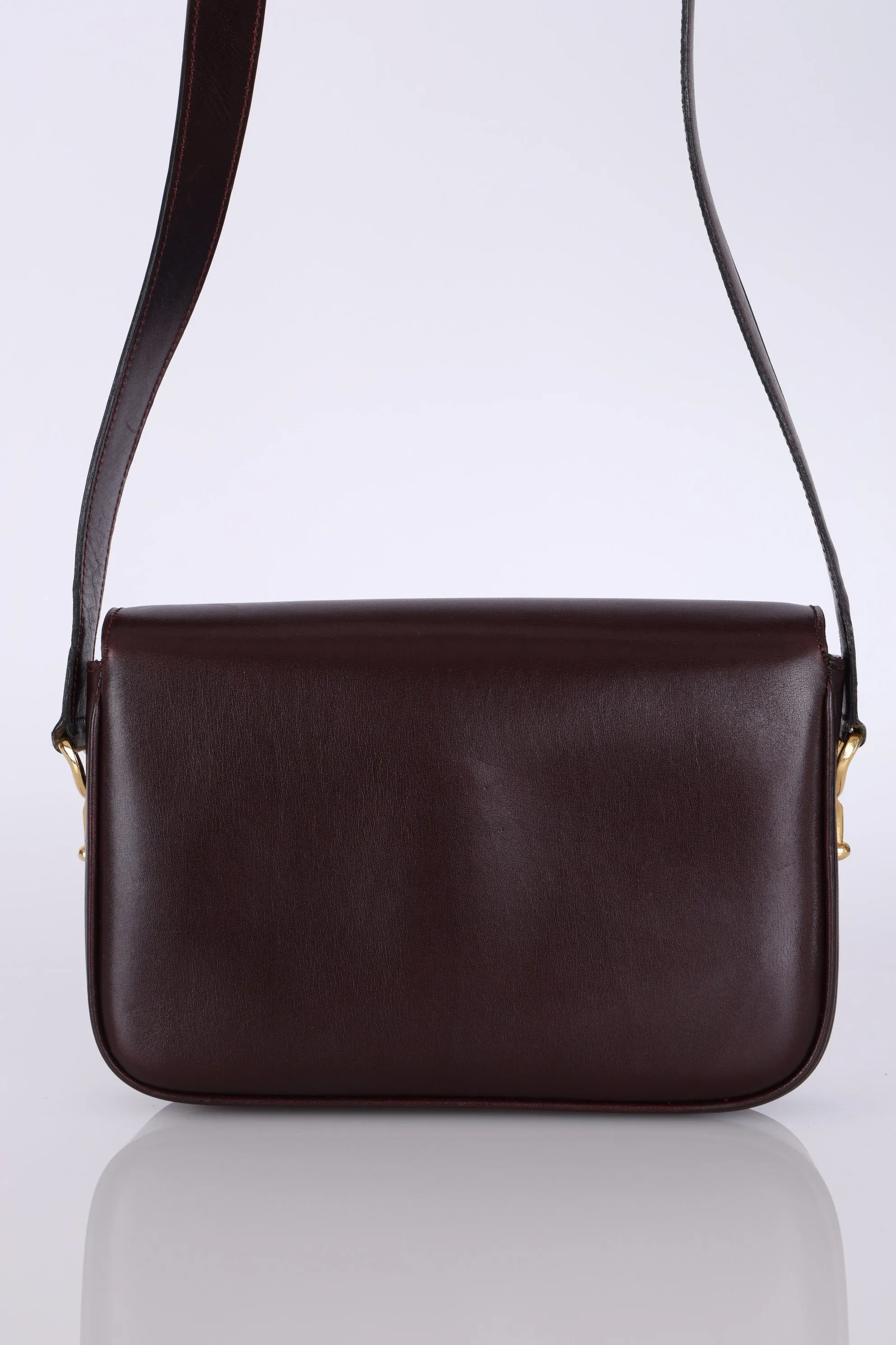 Celine Bordeaux Boxcalf Triomphe Shoulder Bag