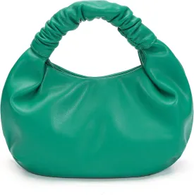 Chic Top Handle Bag for Women Small Ruched Hobo Handbag Soft Faux Leather Tote Bags Purse