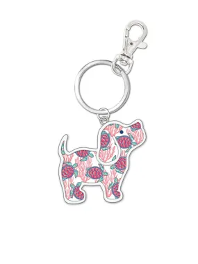 CORAL TURTLE PATTERN PUP KEY RING