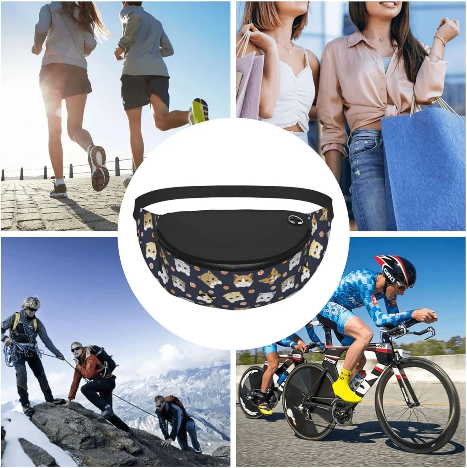 Cute Cat Paw Fanny Packs For Women With Earphone Hole, Adjustable Belt Bag For Women, Waist Bag Cross Body Fanny Pack Chest Bag For Women Hiking Traveling Running