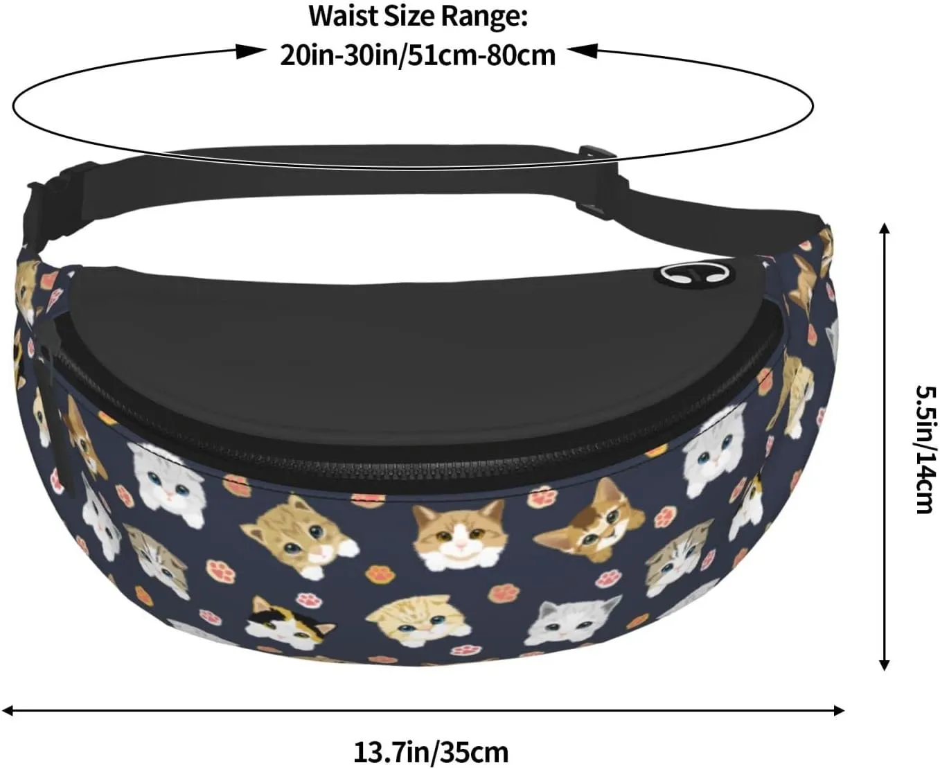 Cute Cat Paw Fanny Packs For Women With Earphone Hole, Adjustable Belt Bag For Women, Waist Bag Cross Body Fanny Pack Chest Bag For Women Hiking Traveling Running