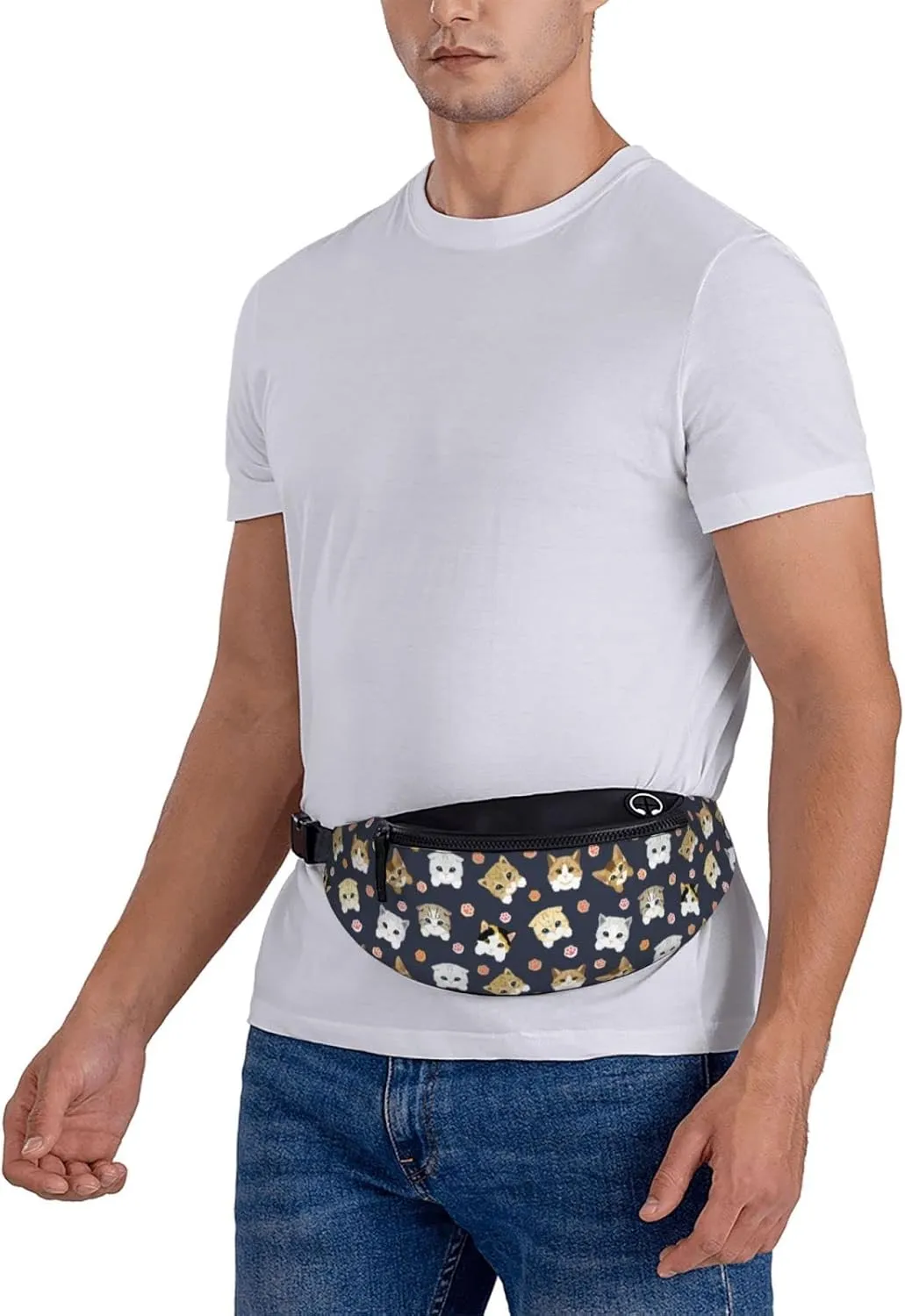 Cute Cat Paw Fanny Packs For Women With Earphone Hole, Adjustable Belt Bag For Women, Waist Bag Cross Body Fanny Pack Chest Bag For Women Hiking Traveling Running