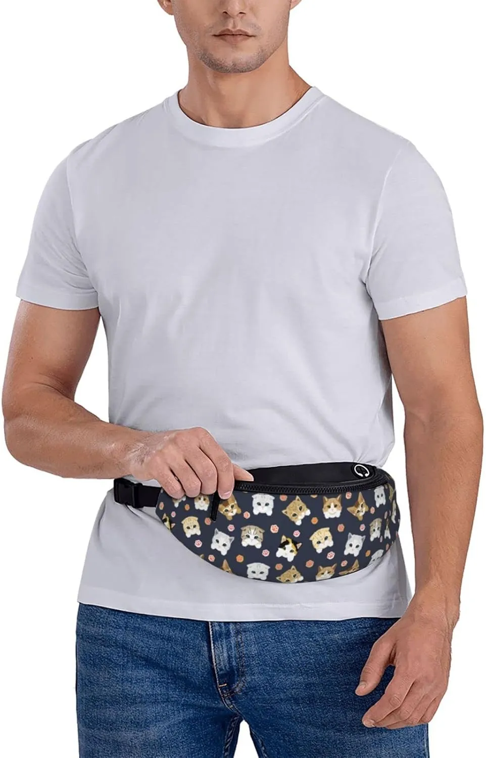 Cute Cat Paw Fanny Packs For Women With Earphone Hole, Adjustable Belt Bag For Women, Waist Bag Cross Body Fanny Pack Chest Bag For Women Hiking Traveling Running