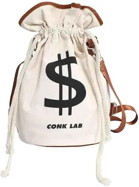 Dollar Sign Canvas Backpack, Japanese Portable Storage Drawstring Shoulder Bag, Multifunctional Casual Money Bucket Purse