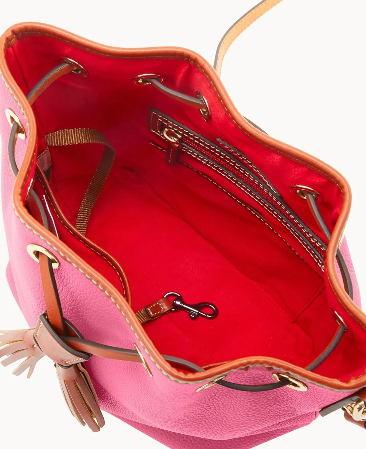 Dooney & Bourke Crossbody Bucket Bags for Women, Pebble Grain Leather Aimee Crossbody Drawstring Purse