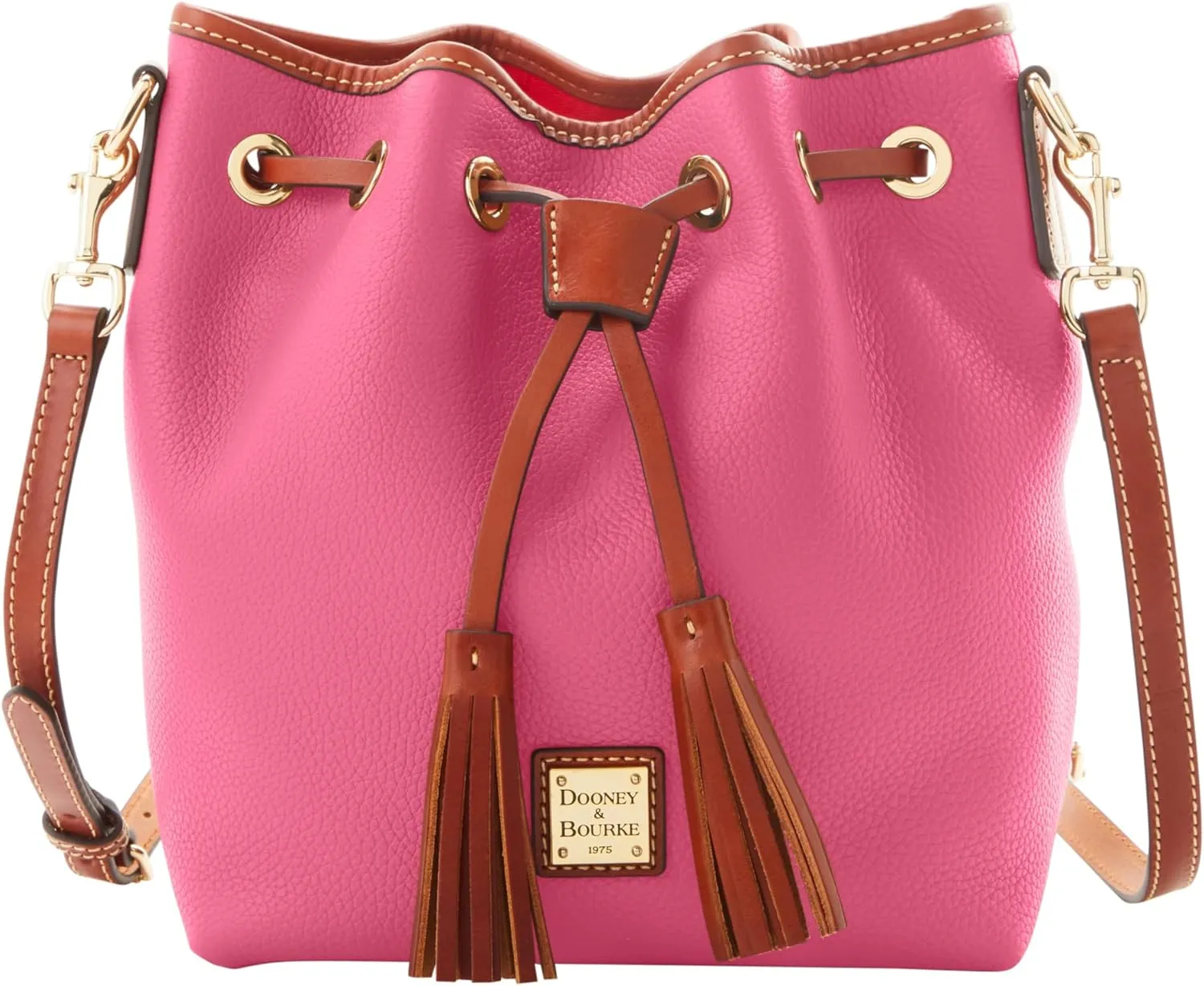 Dooney & Bourke Crossbody Bucket Bags for Women, Pebble Grain Leather Aimee Crossbody Drawstring Purse