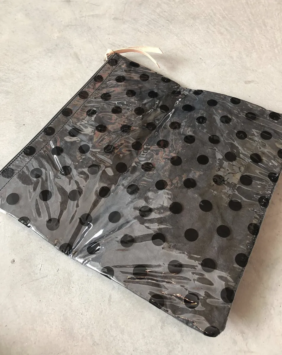 Dots leather handle clutch bag (2 colours)