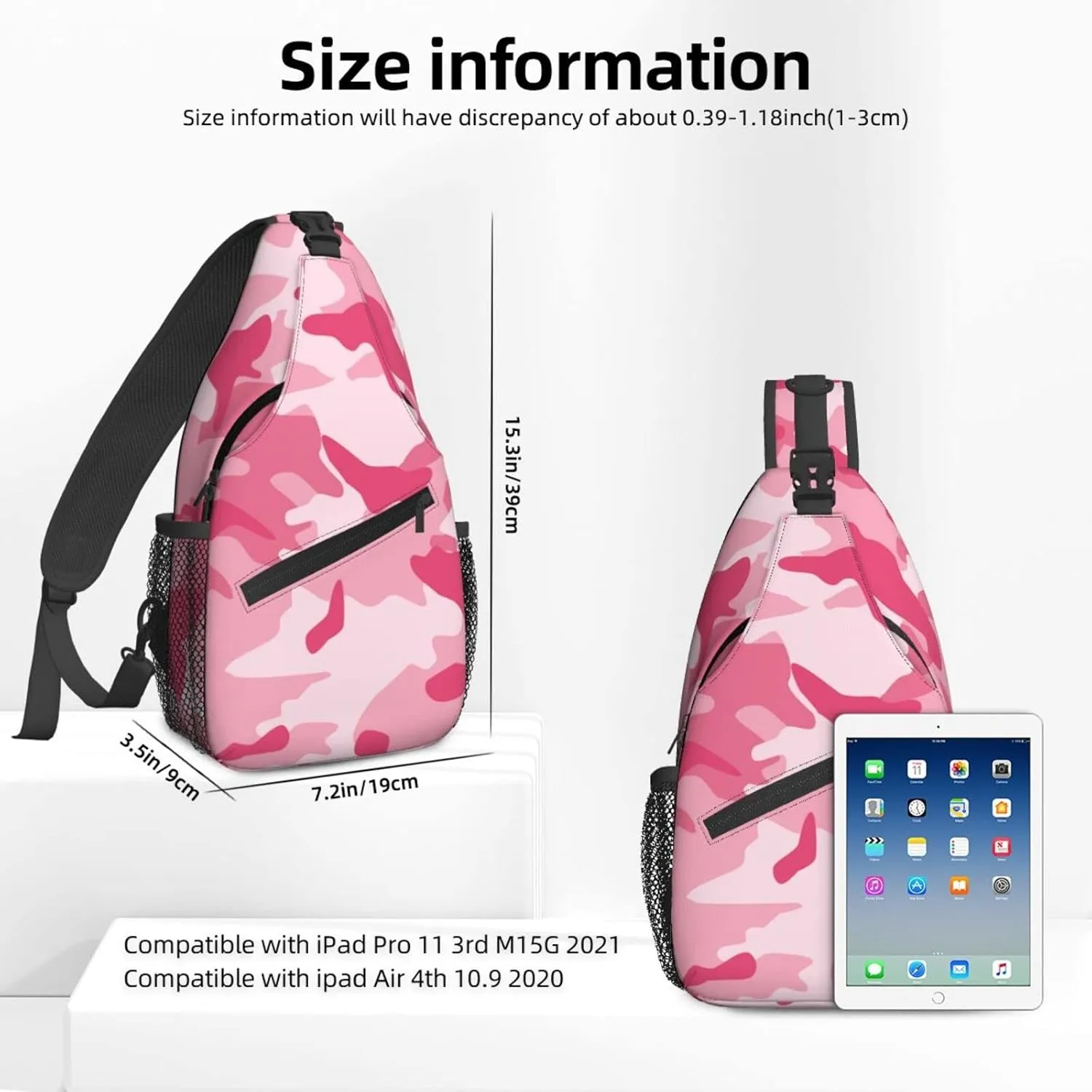 Famame Abstract Camouflage Pink Sling Backpack Chest Bag Crossbody Shoulder Bag Gym Cycling Travel Hiking Daypack For Men Women