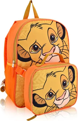 Fast Forward Disney Lion King Backpack With Lunch Box for Boys | Lion King Insulated Lunch Bag Lunch Box for Boys, Girls, Toddlers | Lion King Yellow Backpack for School and Reusable Lunchbox