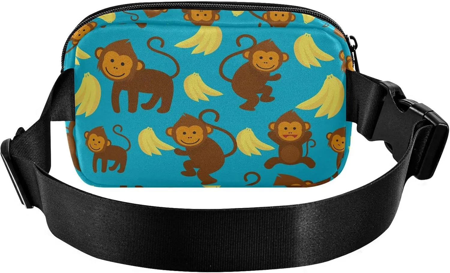 Funny Monkey Banana Fanny Pack for Men Women,Crossbody Waist Bag Pack with Adjustable Strap Mini Belt Bag for Running Cycling