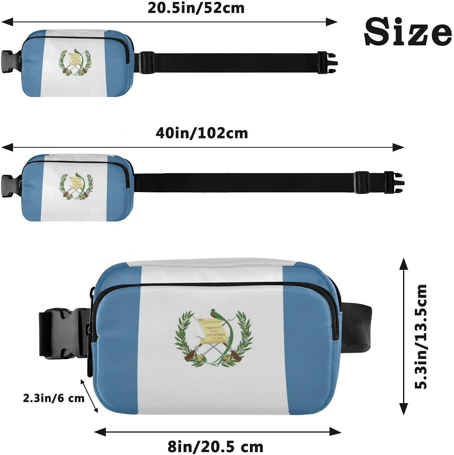 Guatemala Flag Fanny Pack for Men Women,Crossbody Waist Bag Pack with Adjustable Strap Mini Belt Bag for Running Cycling