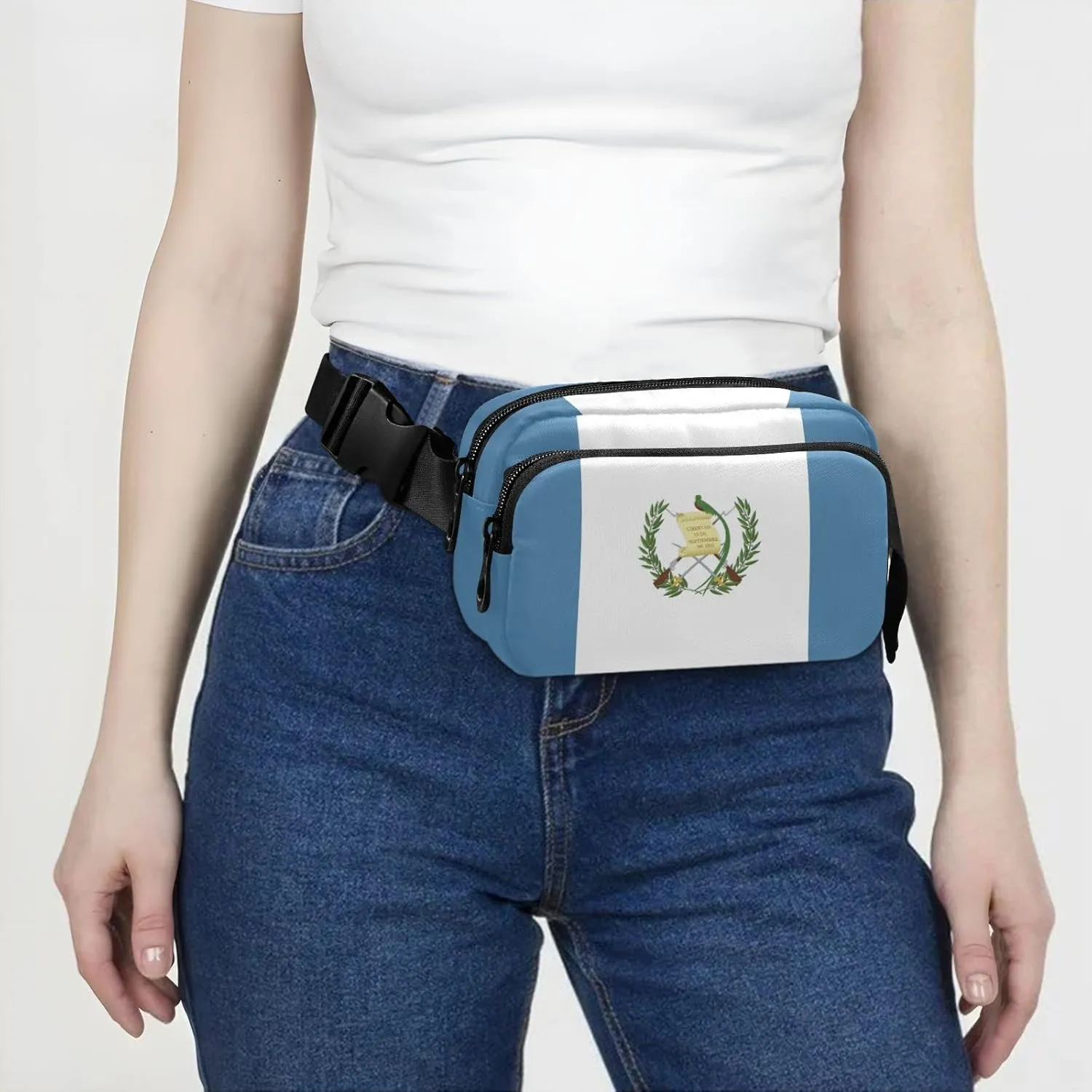 Guatemala Flag Fanny Pack for Men Women,Crossbody Waist Bag Pack with Adjustable Strap Mini Belt Bag for Running Cycling