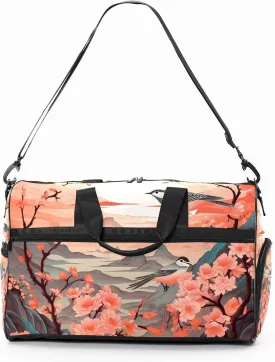 Gym Bag for Women, Carry on Weekender Overnight Bag, Travel Duffel Bags, Personal Item Travel Bag Tote Bag Workout Dance Bag, Chinese Painting Bird - 24