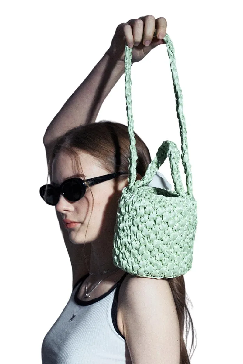 Handmade Ribbon Crochet Mini Bag Melon Green
