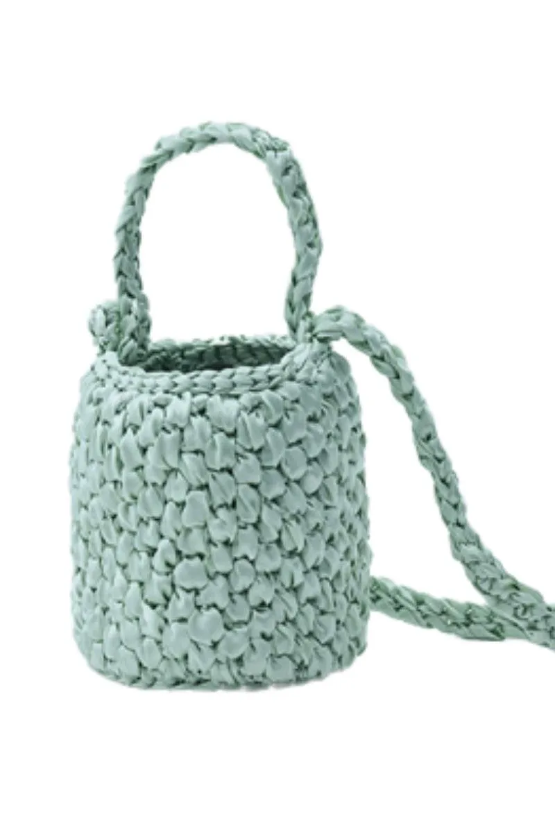 Handmade Ribbon Crochet Mini Bag Melon Green