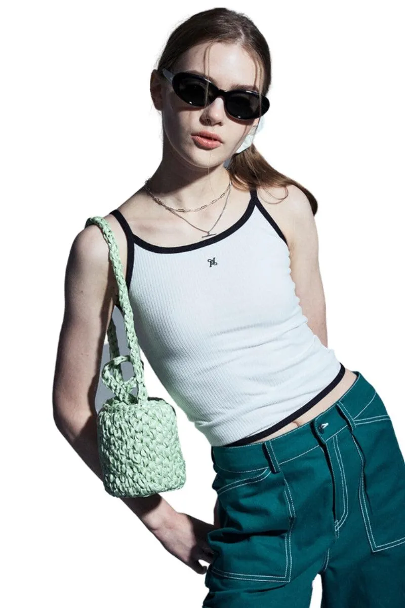 Handmade Ribbon Crochet Mini Bag Melon Green