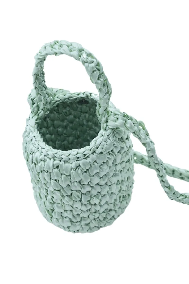 Handmade Ribbon Crochet Mini Bag Melon Green