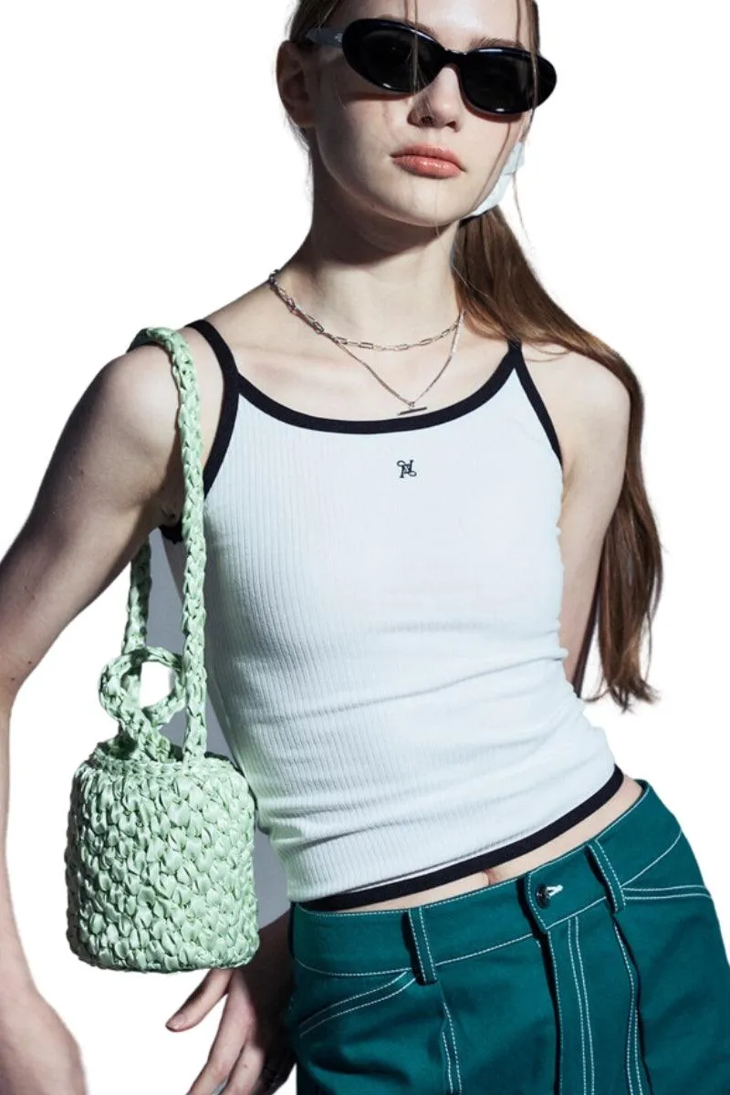 Handmade Ribbon Crochet Mini Bag Melon Green